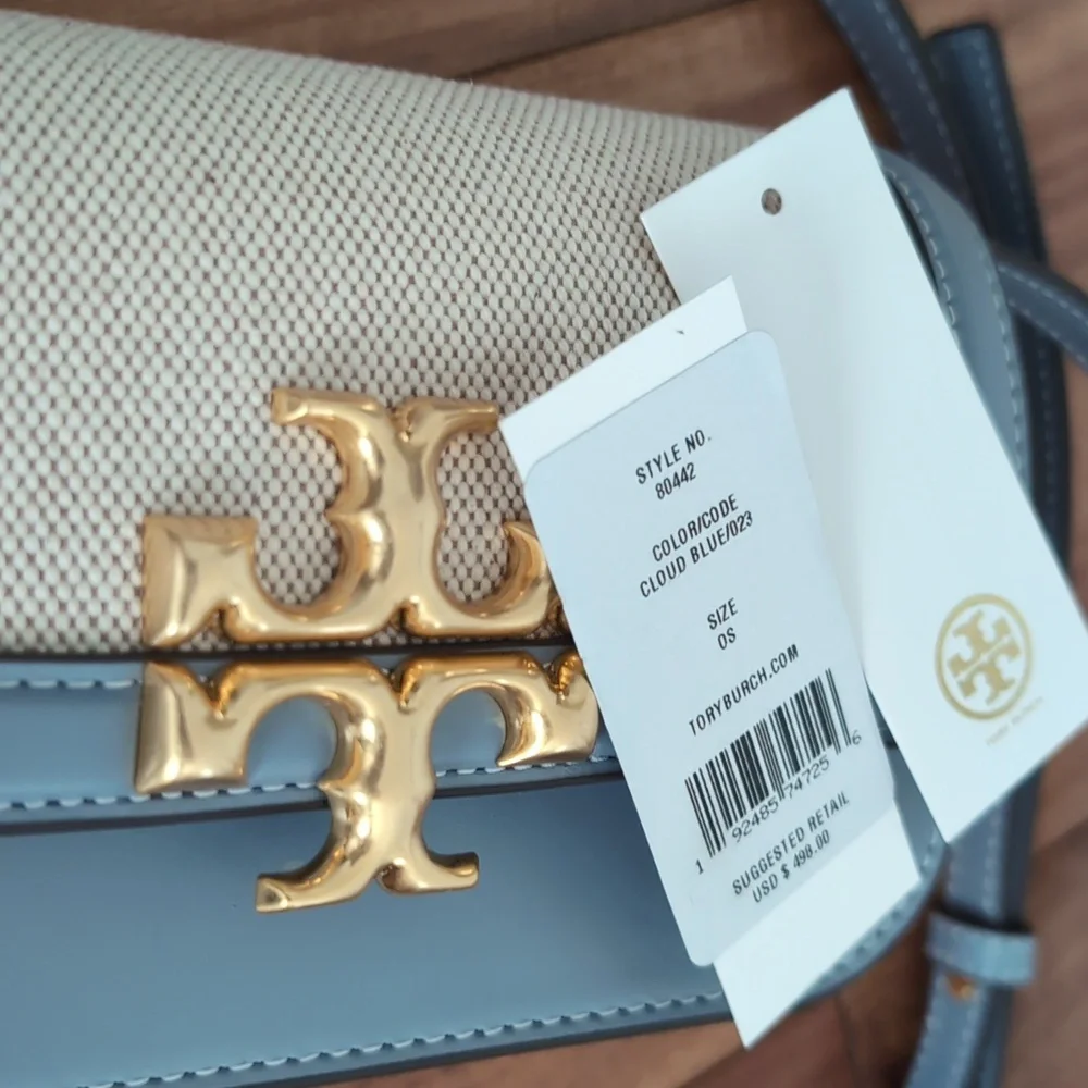 Tory Burch Cloud Blue Eleanor Crossbody + Dust Bag + Gift Bag Nwt ❤️ - Picture 7 of 12